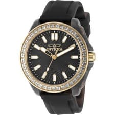 Invicta Women's Watch Celestial Quartz Black Dial Silicone Rubber Strap 50204