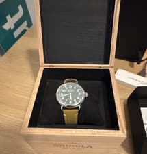 Shinola Detroit Quartz Wristwatch, Green Dial, Brown Leather Strap