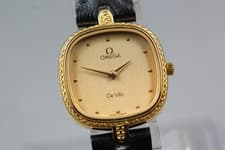 [NEAR MINT] OMEGA De Ville Cal.1375 Gold Dial Quartz Women's Watch From  JAPAN