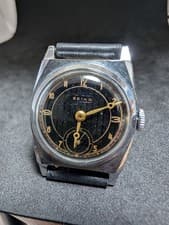 Seiko Banana Type Manual Winding Watch 15 Jewels Black Dial Used From Japan