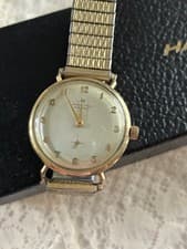 Vintage Men's Hamilton 14KT Gold Masterpiece Man’s Wrist Watch Running Well/Box￼
