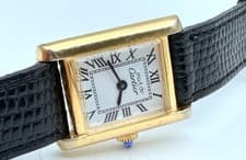 1970's Ladies Cartier Tank Roman Original Dial Manual Wind 18K Gold Plated SWISS