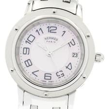 HERMES CP1.210 Clipper Date Quartz Ladies Excellent Condition 933960 from JAPAN