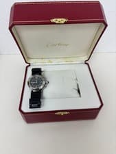 Cartier Pasha Seatimer SM Black Rubber Stainless Steel Watch Analog Authentic