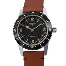 LONGINES heritage skin diver 42mm Stainless Steel/Leather Black Dial L2.822....