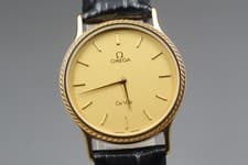 Rare [ Near MINT ] Omega De Ville Cal.1365 Gold Dial Quartz Men's  From JAPAN