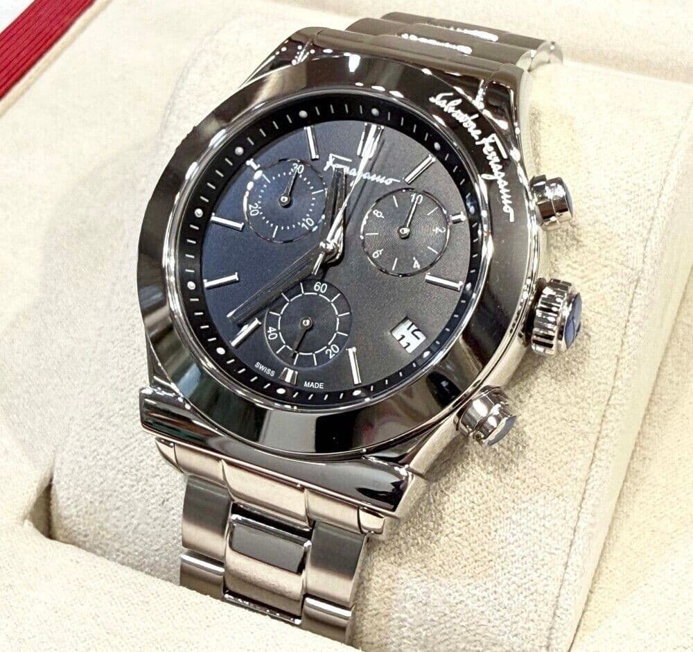 Salvatore Ferragamo Gancini Vega Watch Black Dial Chrono FH601 155281261