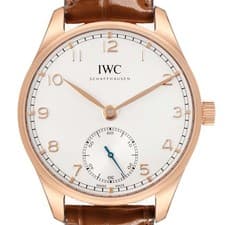 IWC Portugieser Automatic 40 Silver Dial Rose Gold Mens Watch IW358306 Box Card