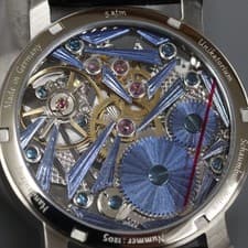 SCHAUMBURG Watch Unicatrium Glacier Manual Winding Skeleton 42mm Leather w/Box