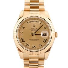 Rolex 218238 Day-Date II 41 mm 18K YG Champagne Roman Dial Box and Papers 2011