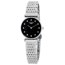 Longines La Grande Classique Quartz Diamond Black Dial Ladies Watch