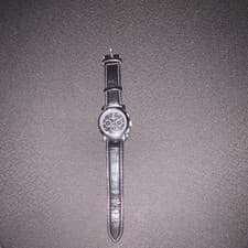 Vacheron Constantin Men's Analog Wristwatch Black Leather Strap Silver Case