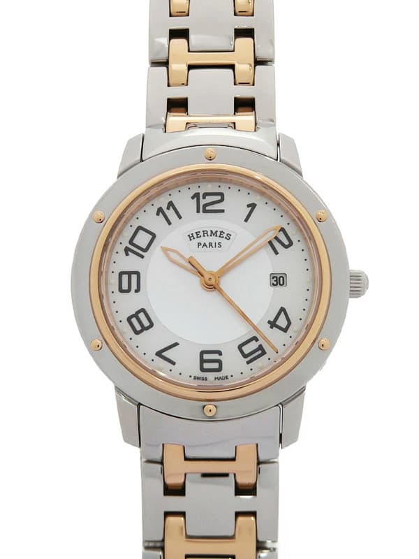 HERMES Clipper Nacre Quartz Watch CP1.321 27mm White Shell Dial