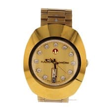 Rado Diastar Crystal Accent Gold Dial Gold Plated Stainless Steel Men's Watch