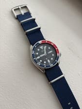 Seiko SKX009 Pepsi diver's watch in great condition on blue Blushark NATO band