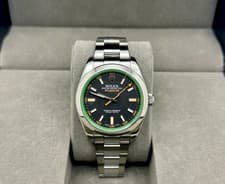 Rolex Milgauss 116400GV 40mm Black Dial Custom Green Crystal Stainless Steel