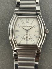 Hamilton 051120 Men’s Rectangular Dress Watch Silver Date Used Authentic