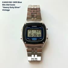 CASIO DW-1400 Heavy Duty Diver Vintage Watch Blue 1985 Rare Collectible
