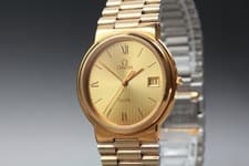 [Exc+5] Vintage 1984 OMEGA De Ville Cal.1430 Quartz Date Gold 32mm Men's Watch