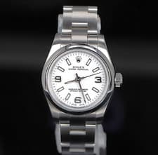 Ladies Rolex Oyster Perpetual 26mm Steel White Dial Automatic Watch 176200