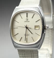 1977 Near MINT OMEGA De Ville 33mm 192.0035 Quartz Silver Dial Men's Vintage