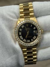 Rolex Datejust 68278 President 18K YG Black Dial Auto Ladies Watch 31mm