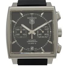 TAG HEUER Monaco Calibre 12 Chronograph CAW2110 Black Stainless Steel #OK1244