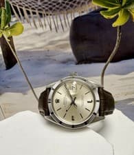 Mens Rolex Oyster Perpetual Date Stainless Steel Silver Dial 34mm Watch