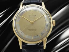 Citizen Center Seconds 17 Jewels 14K GF/SS Ivory Dial Antique Manual 34mm Men's