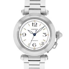 Cartier Pasha C W31015M7 1031 35mm White Arabic Vintage Steel Mens Watch 1998