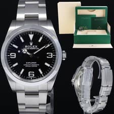 2017 MINT Rolex 214270 Explorer Black BLUE LUME 3-6-9 Steel 39mm Watch Box