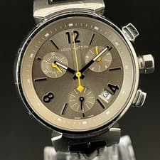 Louis Vuitton Tambour Chronograph Quartz Watch Q1322 33mm Gold Dial
