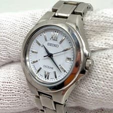 Vintage SEIKO Exceline Women Solar Radio Titanium Watch Silver 1B22-0AW0 Japan