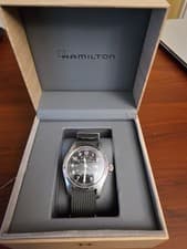 Hamilton Khaki Field Men's Black Watch with Silver Stainless Steel Band -...