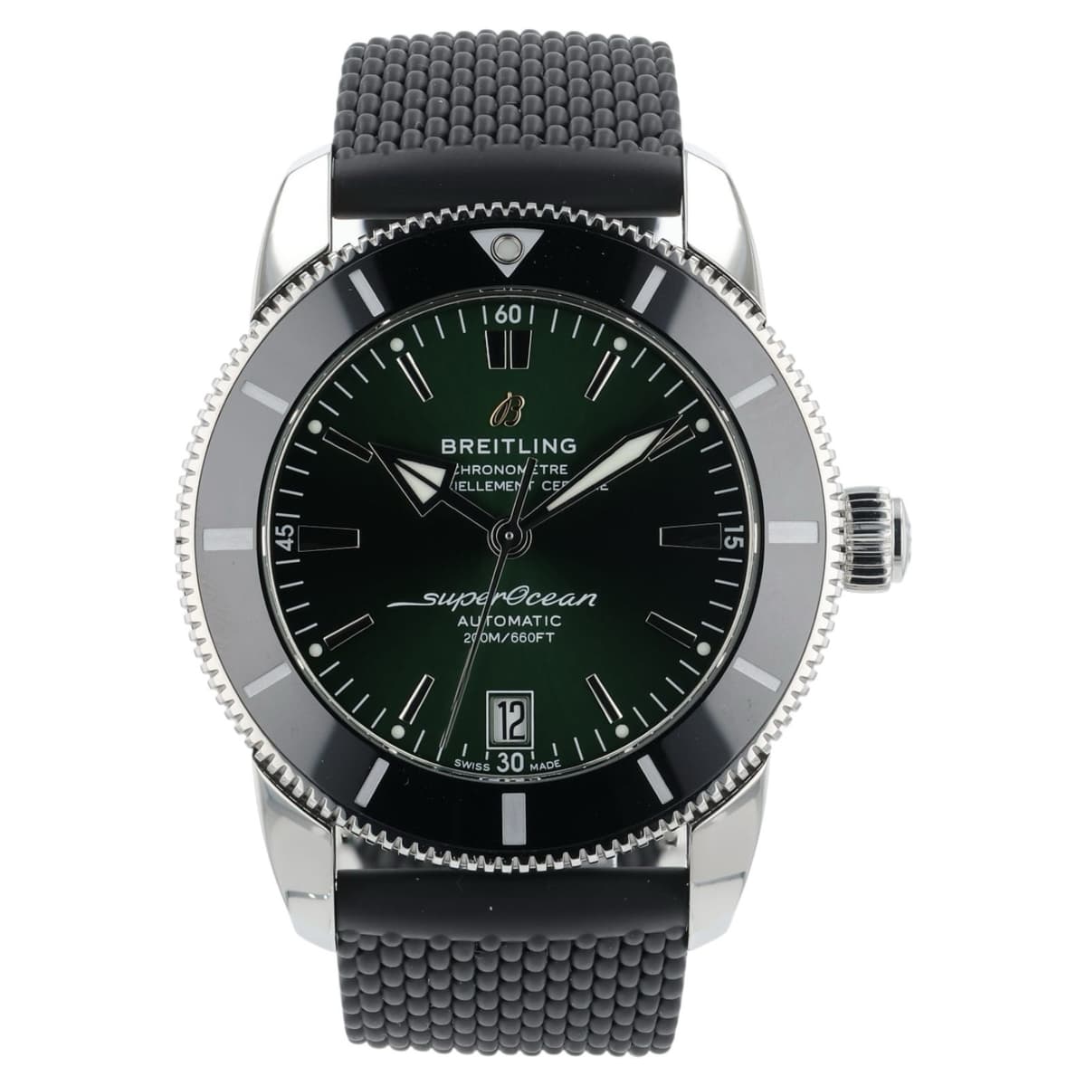 Breitling SuperOcean Green Dial Stainless Steel 42mm Automatic Mens Watch AB2010