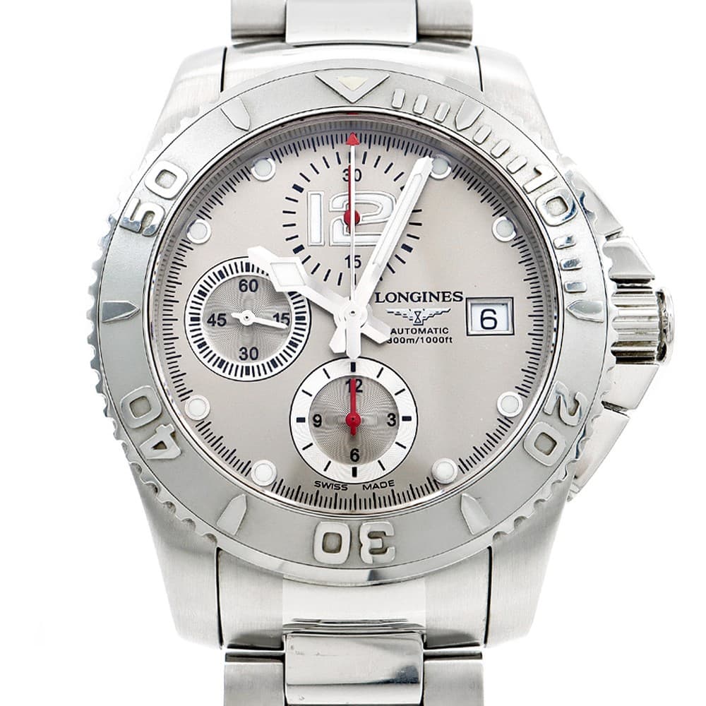 LONGINES Hydro Conquest Chronograph L3.673.4 300m Date Gray SS Men Automatic