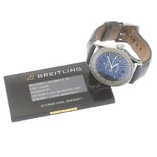 BREITLING NAVITIMER A17325 38mm SS Leather Navy Dial Automatic Date #C270