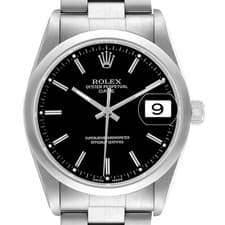Rolex Oyster Perpetual Date Steel Black Dial Mens Watch 15200
