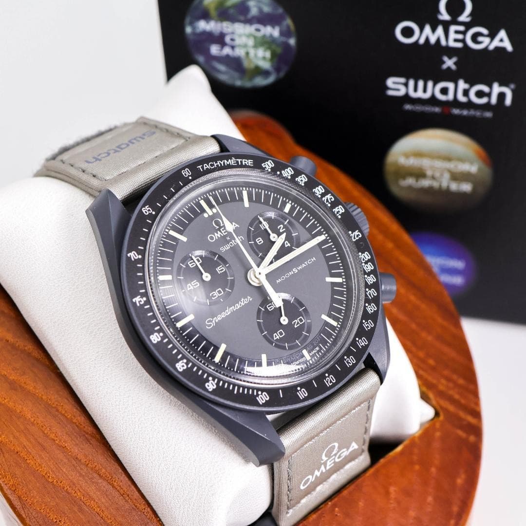 OMEGA MoonSwatch 3201 Wristwatch Timepiece Black Gray Ready to Use Authentic