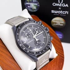 OMEGA MoonSwatch 3201 Wristwatch Timepiece Black Gray Ready to Use Authentic