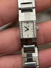 DUNHILL FACET DIAMOND BEZEL 14mm STAINLESS STEEL QUARTZ WATCH.