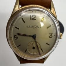Zenith Sporto Men's Mechanical Gold Plated Brown Leather Watch
