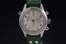 IWC Pilot Spitfire IW371343 Flyback Chrono 42mm Silver Auto Men's Watch + Straps