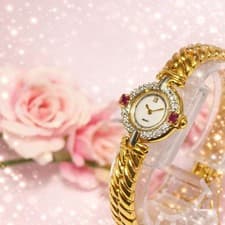 Good Condition Excelline SEIKO Diamond Ruby Shell Watch EXCELINE,19248