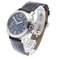 PANERAI LUMINOR MARINA PAM00070 40mm SS Blue Dial Leather Strap Date #C294
