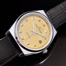 Jaeger-LeCoultre Vintage Automatic Yellow Textured Dial Stud Index Date 37mm JLC