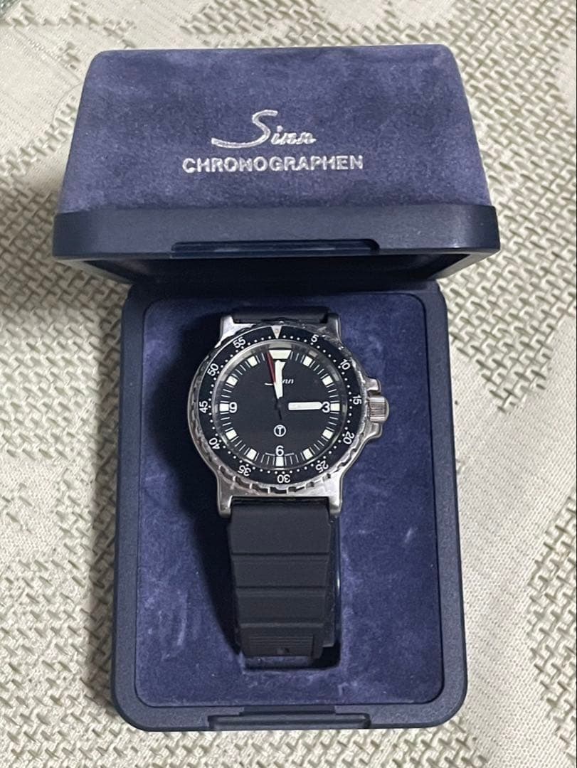 SINN 815 Diver Watch Black Quartz Box Used Scratch Replaced Band Working Japan