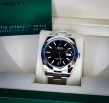 Rolex Datejust 126300 Black Dial Silver Oyster Bracelet with Silver Bezel