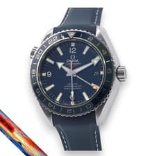 Omega Seamaster Planet Ocean GMT 232.92.44.22.03.001 Blue Dial Titanium Watch