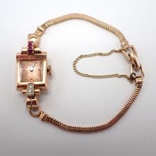 Bulova 14K Gold (~13.52g) Ruby Diamond Ladies Watch Bracelet 16.12g Not Running